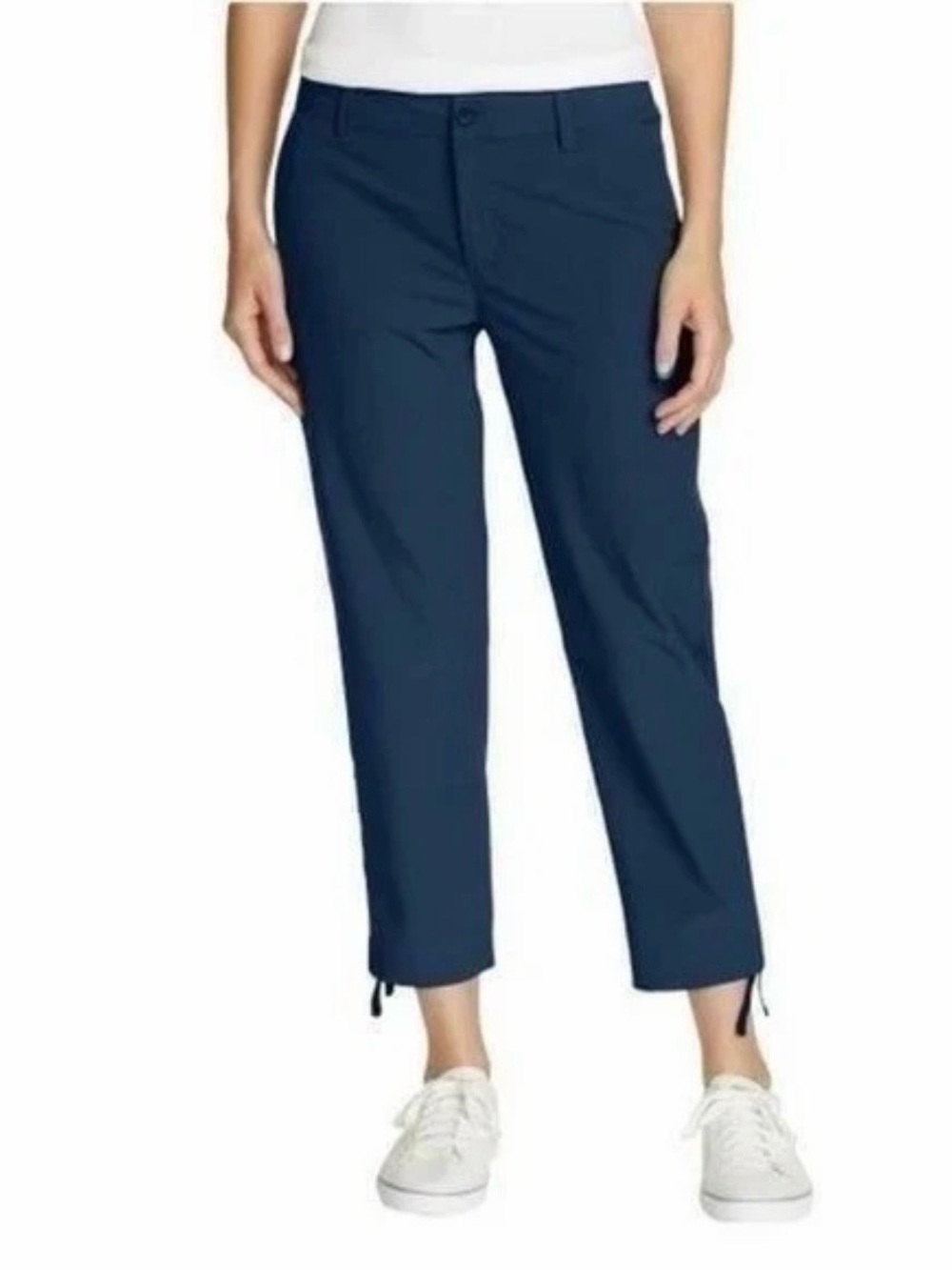 NWT Eddie Bauer Ripstop Crop Pant Women's 12 Blue Stretch Stormrepel DWR Cargo